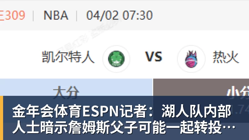 金年会体育ESPN记者：湖人队内部人士暗示詹姆斯父子可能一起转投新球队