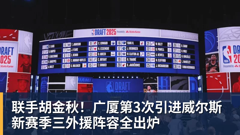 联手胡金秋！广厦第3次引进威尔斯 新赛季三外援阵容全出炉